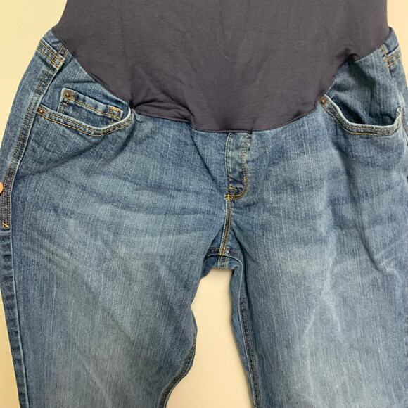 Old Navy Maternity Y2K Dark Wash Flare Full Panel Denim Jeans Size 12 Long - Picture 5 of 5